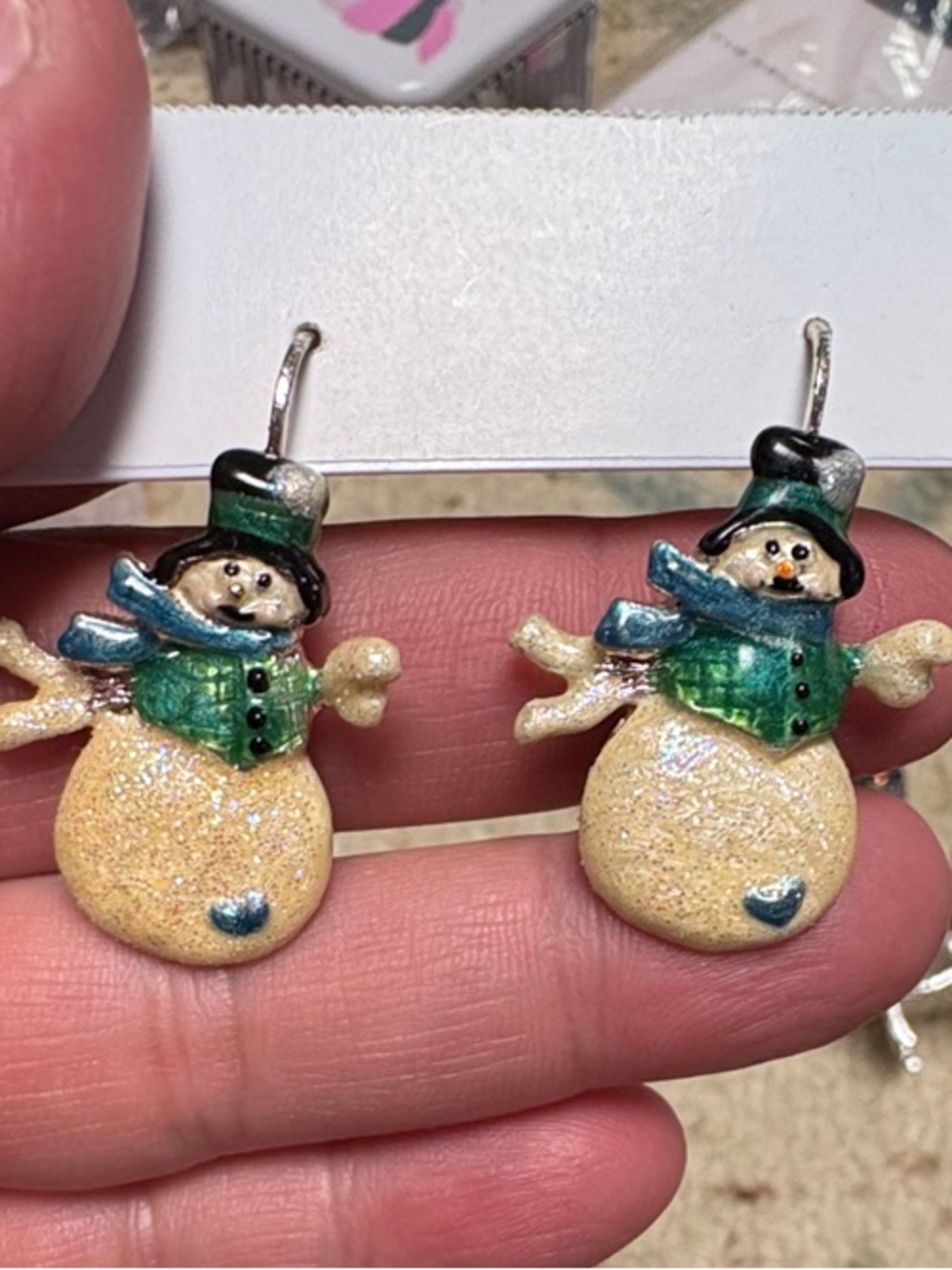 Vintage Silver Snowman Earrings